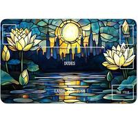 RWUTYTIUL for MTG Card Playmat 24 X 14 Inch with B Zone, Stitched Play Mat for Commander Board TCG RPG CCG Game Desktop Tablet Mouse Pad for Playing Accessories, Lotus Leaf Moon