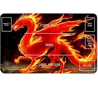 RWUTYTIUL for MTG Card Playmat 24 X 14 Inch with B Zone, Stitched Play Mat for Commander Board TCG RPG CCG Game Desktop Tablet Mouse Pad for Playing Accessories, Red Flame Dragon