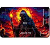 RWUTYTIUL for MTG Card Playmat 24 X 14 Inch with B Zone, Stitched Play Mat for Commander Board TCG RPG CCG Game Desktop Tablet Mouse Pad for Playing Accessories, Red Skull