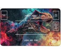 RWUTYTIUL for MTG Card Playmat 24 X 14 Inch with B Zone, Stitched Play Mat for Commander Board TCG RPG CCG Game Desktop Tablet Mouse Pad for Playing Accessories, Flaming Dinosaur