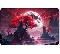 RWUTYTIUL for MTG Card Playmat 24 X 14 Inch with No Zone, Stitched Play Mat for Commander Board TCG RPG CCG Game Desktop Tablet Mouse Pad for Playing Accessories, Red Village
