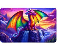 RWUTYTIUL for MTG Card Playmat 24 X 14 Inch with No Zone, Stitched Play Mat for Commander Board TCG RPG CCG Game Desktop Tablet Mouse Pad for Playing Accessories, Purple Sky Dragon