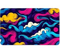 RWUTYTIUL for MTG Card Playmat 24 X 14 Inch with No Zone, Stitched Play Mat for Commander Board TCG RPG CCG Game Desktop Tablet Mouse Pad for Playing Accessories, Blue Waves Clouds