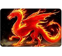 RWUTYTIUL for MTG Card Playmat 24 X 14 Inch with No Zone, Stitched Play Mat for Commander Board TCG RPG CCG Game Desktop Tablet Mouse Pad for Playing Accessories, Red Flame Dragon