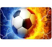 RWUTYTIUL for MTG Card Playmat 24 X 14 Inch with No Zone, Stitched Play Mat for Commander Board TCG RPG CCG Game Desktop Tablet Mouse Pad for Playing Accessories, Blue and Red Flame Football