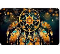 RWUTYTIUL for MTG Card Playmat 24 X 14 Inch with No Zone, Stitched Play Mat for Commander Board TCG RPG CCG Game Desktop Tablet Mouse Pad for Playing Accessories, Yellow Dreamcatcher