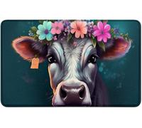 RWUTYTIUL for MTG Card Playmat TCG Playmat Desk Mats 24 X 14 Inch, Stitched Playmat for Commander Board RPG CCG Game Magic The Gathering, Play Mat for Card Game Playing Accessories, Flower Cow
