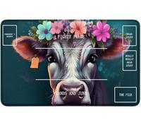 RWUTYTIUL for MTG Card Playmat TCG Playmat Desk Mats 24 X 14 Inch, Stitched Playmat for Commander Board RPG CCG Game Magic The Gathering, Play Mat for Card Game Playing Accessories, Flower Cow