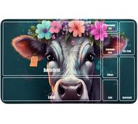 RWUTYTIUL for MTG Card Playmat TCG Playmat Desk Mats 24 X 14 Inch, Stitched Playmat for Commander Board RPG CCG Game Magic The Gathering, Play Mat for Card Game Playing Accessories, Flower Cow