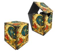 RWUTYTIUL for MTG Commander Deck Box, Card Storage Box Fits 100+ Sleeved Cards, PU Leather Large Size Strong Magnet Card Deck Case Holder for Board Game Magic MTG TCG CCG, Flower Big Moon