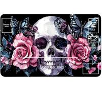 RWUTYTIUL for MTG Playmat 24 X 14 Inch with Play Zones, Stitched Card Game Mat for Commander Board TCG RPG CCG Desktop Tablet Mouse Pad for Enthusiasts Playing Accessories, Pink American Skull