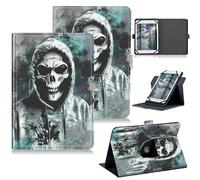 RWUTYTIUL for Onyx Boox Note Air2 Plus/Air3 C/Air3 B/W ePaper 10.3" Universal Tablet Case, 360 Degree Rotating Kickstand Protective Stand Case with Multiple Viewing PU Leather Shell Case, Cool Skull