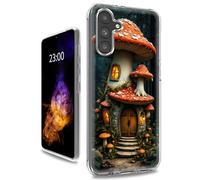 RWUTYTIUL for Samsung A26 5G/Galaxy A17 5G Clear Case, Dual Layer Shockproof Protective Transparent PC Soft Silicone Anti-Yellowing Slim Fit Aesthetic Cover for Women Men, Orange Mushroom Castle