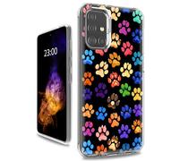 RWUTYTIUL for Samsung Galaxy A03S Clear Case, Dual Layer Shockproof Protective Transparent PC Soft Silicone Anti-Yellowing Slim Fit Aesthetic Cover for Women Men, Dog Paw Print