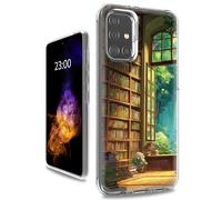 RWUTYTIUL for Samsung Galaxy A03S Clear Case, Dual Layer Shockproof Protective Transparent PC Soft Silicone Anti-Yellowing Slim Fit Aesthetic Cover for Women Men, Library Books
