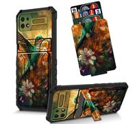 RWUTYTIUL for Samsung Galaxy A22 5G/Boost Celero 5G 6.6" Wallet Case with Detachable ID Card Holder Slot Built-in Kickstand Dual Layer Hard PC Rugged Soft TPU Protective Case, Hummingbird