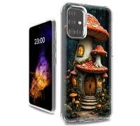 RWUTYTIUL for Samsung Galaxy S20 FE Clear Case, Dual Layer Shockproof Protective Transparent PC Soft Silicone Anti-Yellowing Slim Fit Aesthetic Cover for Women Men, Orange Mushroom Castle