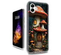 RWUTYTIUL for Samsung Galaxy S25 Edge Clear Case, Dual Layer Shockproof Protective Transparent PC Soft Silicone Anti-Yellowing Slim Fit Aesthetic Cover for Women Men, Orange Mushroom Castle