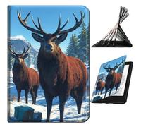 RWUTYTIUL for Samsung Galaxy Tab A 10.1" 2016 SM-T580/T585/T587 Case, Shockproof Smart Protective Multi-Angle Viewing Tablet Cover for Women Men with Auto Sleep/Wake - Snow Mountain Deer