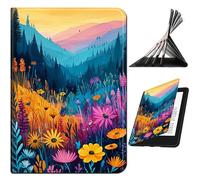RWUTYTIUL for Samsung Galaxy Tab A 10.1" 2016 SM-T580/T585/T587 Case, Shockproof Smart Protective Multi-Angle Viewing Tablet Cover for Women Men with Auto Sleep/Wake - Mountain Wildflowers