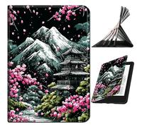 RWUTYTIUL for Samsung Galaxy Tab A 10.1" 2016 SM-T580/T585/T587 Case, Shockproof Smart Protective Multi-Angle Viewing Tablet Cover for Women Men with Auto Sleep/Wake - Sakura Dark Mountain Range