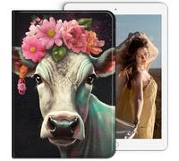 RWUTYTIUL for Samsung Galaxy Tab A7 10.4 Inch 2020/2022 Tablet Case, Multi-Angle Viewing Shockproof Smart Protective Case for Galaxy Tab A7 10.4" SM-T509 T500 T503 T505 T507, Flower Cow