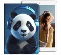 RWUTYTIUL for Samsung Galaxy Tab A7 10.4 Inch 2020/2022 Tablet Case, Multi-Angle Viewing Shockproof Smart Protective Case for Galaxy Tab A7 10.4" SM-T509 T500 T503 T505 T507, Headphones Panda