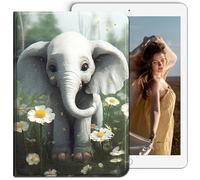 RWUTYTIUL for Samsung Galaxy Tab A7 10.4 Inch 2020/2022 Tablet Case, Multi-Angle Viewing Shockproof Smart Protective Case for Galaxy Tab A7 10.4" SM-T509 T500 T503 T505 T507, Elephant White Daisy