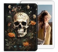 RWUTYTIUL for Samsung Galaxy Tab A7 10.4 Inch 2020/2022 Tablet Case, Multi-Angle Viewing Shockproof Smart Protective Case for Galaxy Tab A7 10.4" SM-T509 T500 T503 T505 T507, Flower Skull