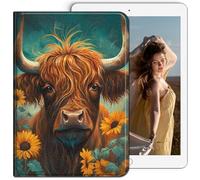 RWUTYTIUL for Samsung Galaxy Tab A7 10.4 Inch 2020/2022 Tablet Case, Multi-Angle Viewing Shockproof Smart Protective Case for Galaxy Tab A7 10.4" SM-T509 T500 T503 T505 T507, Flowers Cow