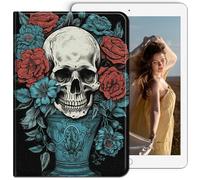 RWUTYTIUL for Samsung Galaxy Tab A7 10.4 Inch 2020/2022 Tablet Case, Multi-Angle Viewing Shockproof Smart Protective Case for Galaxy Tab A7 10.4" SM-T509 T500 T503 T505 T507, Red Rose Skull