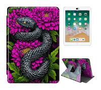 RWUTYTIUL for Samsung Galaxy Tab A7 Lite 2021 8.7" SM-T220/T225/T227 Tablet Case, 360 Degree Rotating Shockproof Protective Stand Case for Women Man, Purple Peony Snake