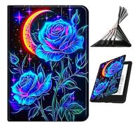 RWUTYTIUL for Samsung Galaxy Tab A8 10.5" 2022 Model (SM-X200/X205/X207) Case, Shockproof Smart Protective Multi-Angle Viewing Tablet Cover for Women Men with Auto Sleep/Wake, Blue Rose Moon