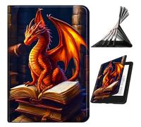 RWUTYTIUL for Samsung Galaxy Tab A8 10.5" 2022 Model (SM-X200/X205/X207) Case, Shockproof Smart Protective Multi-Angle Viewing Tablet Cover for Women Men with Auto Sleep/Wake, Book Dragon