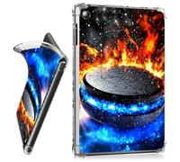 RWUTYTIUL for Samsung Galaxy Tab A8 10.5" 2022 (SM-X200/X205/X207) Clear Tablet Case, Transparent Shockproof Protective Shell Lightweight TPU Accessories Cover Women Man, Blue Red Flames