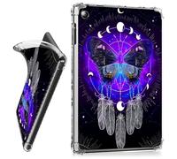 RWUTYTIUL for Samsung Galaxy Tab A9 8.7 Inch SM-X110/X115/X117 Clear Tablet Case, Transparent Shockproof Protective Shell Lightweight TPU Accessories Cover Women Man, Purple Dark Butterfly