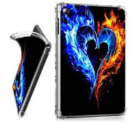 RWUTYTIUL for Samsung Galaxy Tab A9 SM-X110/X115/X117 8.7 Inch Clear Case, Transparent Shockproof Protective Shell Lightweight TPU Case for Galaxy Tab A9 2023 8.7", Blue and Red Flames