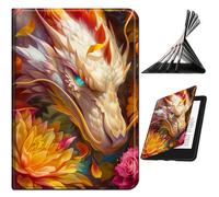 RWUTYTIUL for Samsung Galaxy Tab E 9.6" 2015 SM-T560/T561/T567 Case, Shockproof Smart Protective Multi-Angle Viewing Tablet Cover for Women Men with Auto Sleep/Wake, Lotus White Dragon
