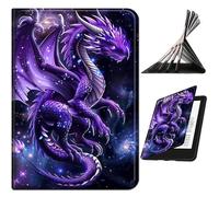 RWUTYTIUL for Samsung Galaxy Tab E 9.6" 2015 SM-T560/T561/T567 Case, Shockproof Smart Protective Multi-Angle Viewing Tablet Cover for Women Men with Auto Sleep/Wake, Purple Cool Dragon