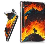 RWUTYTIUL for Samsung Galaxy Tab S10 Ultra 2024/S9 Ultra 2023/S8 Ultra 2022 14.6 Inch Clear Case, Transparent Shockproof Protective Shell Lightweight TPU Accessories Cover Women Man, Flame Warrior