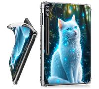 RWUTYTIUL for Samsung Galaxy Tab S10 Ultra 2024/S9 Ultra 2023/S8 Ultra 2022 14.6 Inch Clear Case, Transparent Shockproof Protective Shell Lightweight TPU Cover Women Man, Blue Fluorescent Cat