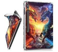 RWUTYTIUL for Samsung Galaxy Tab S10 Ultra 2024/S9 Ultra 2023/S8 Ultra 2022 14.6 Inch Clear Case, Transparent Shockproof Protective Shell Lightweight TPU Accessories Cover Women Man, Blue Red Dragon