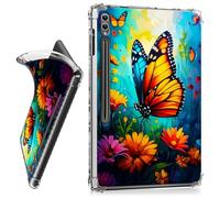 RWUTYTIUL for Samsung Galaxy Tab S10 Ultra 2024/S9 Ultra 2023/S8 Ultra 2022 14.6 Inch Clear Case, Transparent Shockproof Protective Shell Lightweight TPU Cover Women Man, Butterfly Blue Sky