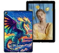 RWUTYTIUL for Samsung Galaxy Tab S6 Lite 10.4 Inch 2024/2022/2020 Black Tablet Case, Shockproof Protective Shell Flexible Matte Lightweight TPU Case, Blue Cloud Dragon