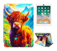 RWUTYTIUL for Samsung Galaxy Tab S9 11 Inch 2023/S9 FE 10.9 Inch SM-X710/X716B/X718U/SM-X510/X516B Tablet Case, 360 Degree Rotating Shockproof Protective Stand Case for Women Man, Mountain Yellow Cow