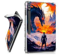 RWUTYTIUL for Samsung Galaxy Tab S9 FE+ 2023 SM-X610/X616 12.4" Clear Tablet Case, Transparent Shockproof Protective Shell Lightweight TPU Accessories Cover Women Man, Black Dragon Warrior