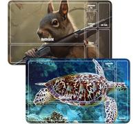 RWUTYTIUL for Sea Turtles MTG Card Playmat & Squirrels Playmat Desk Mats 2Pcs Set 24 X 14 Inch, Stitched Playmat for Commander Board TCG RPG CCG, Play Mat for Card Game Playing Accessories - A Zone