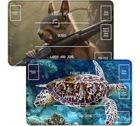 RWUTYTIUL for Sea Turtles MTG Card Playmat & Squirrels Playmat Desk Mats 2Pcs Set 24 X 14 Inch, Stitched Playmat for Commander Board TCG RPG CCG, Play Mat for Card Game Playing Accessories - B Zone