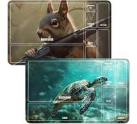 RWUTYTIUL for Turtles MTG Card Playmat & Squirrels Playmat Desk Mats 2Pcs Set 24 X 14 Inch, Stitched Playmat for Commander Board TCG RPG CCG, Play Mat for Card Game Playing Accessories - A Zone