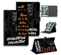 RWUTYTIUL for Universal Tablet Case 6", 6.8", 7" Kindle/Pocket Book E-Book/Android, 360 Degree Rotating Kickstand Protective Stand Cover with Multiple Viewing PU Leather Shell Case, Cool Wolf